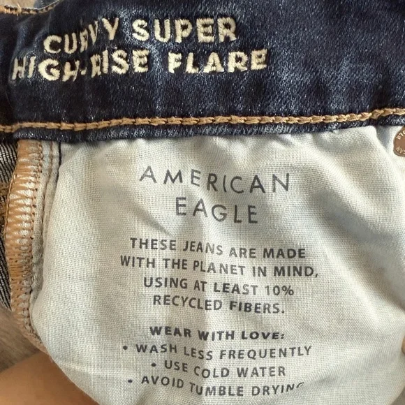 American Eagle Outfitters Women's Dark Wash Flare Jeans - Picture 9 of 10